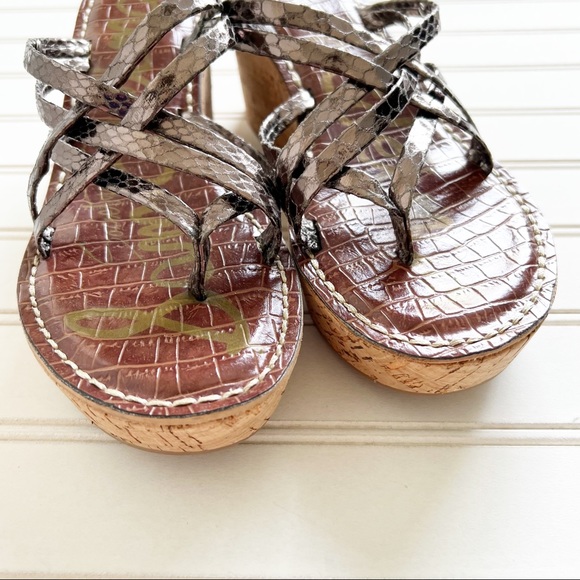 Sam Edelman Reana 3D Metallic Strappy Wedge Sandal - Picture 2 of 5